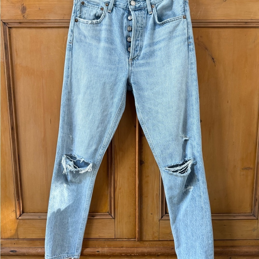 Agolde Jamie High Rise Classic Light Blue Jeans - Picture 2 of 13